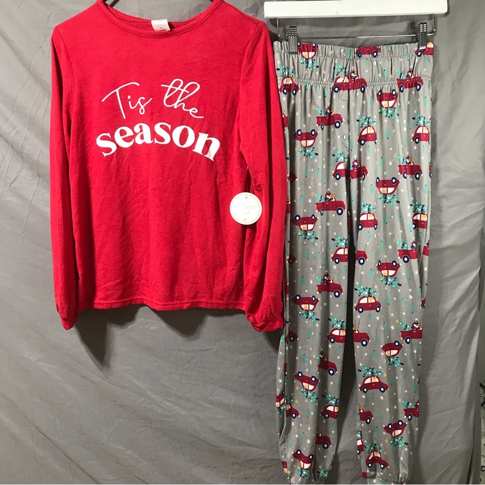 New 3 Pieces Set Women’s Christmas Pjs. Sz Small LongSleeve Top,Pants & Headband